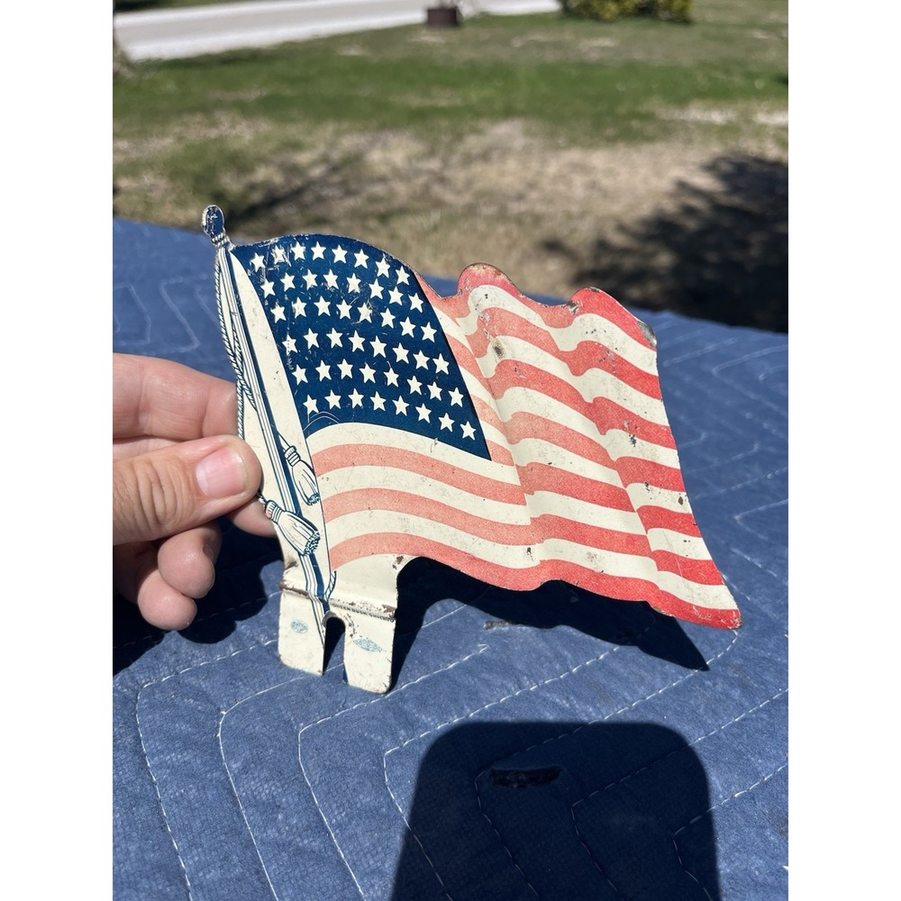 Vintage License Plate Topper- 48 Star American Flag-Pledge Of Allegiance - Picture 3 of 4